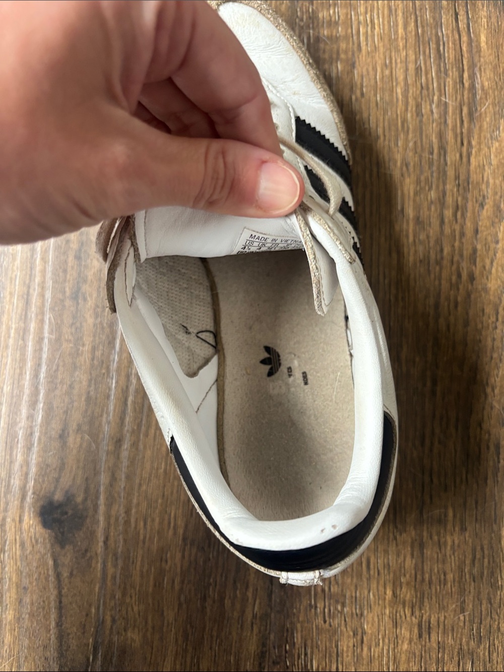 adidas Samba Retro White with Black Stripes and Brown Gum Sole - Picture 3 of 12